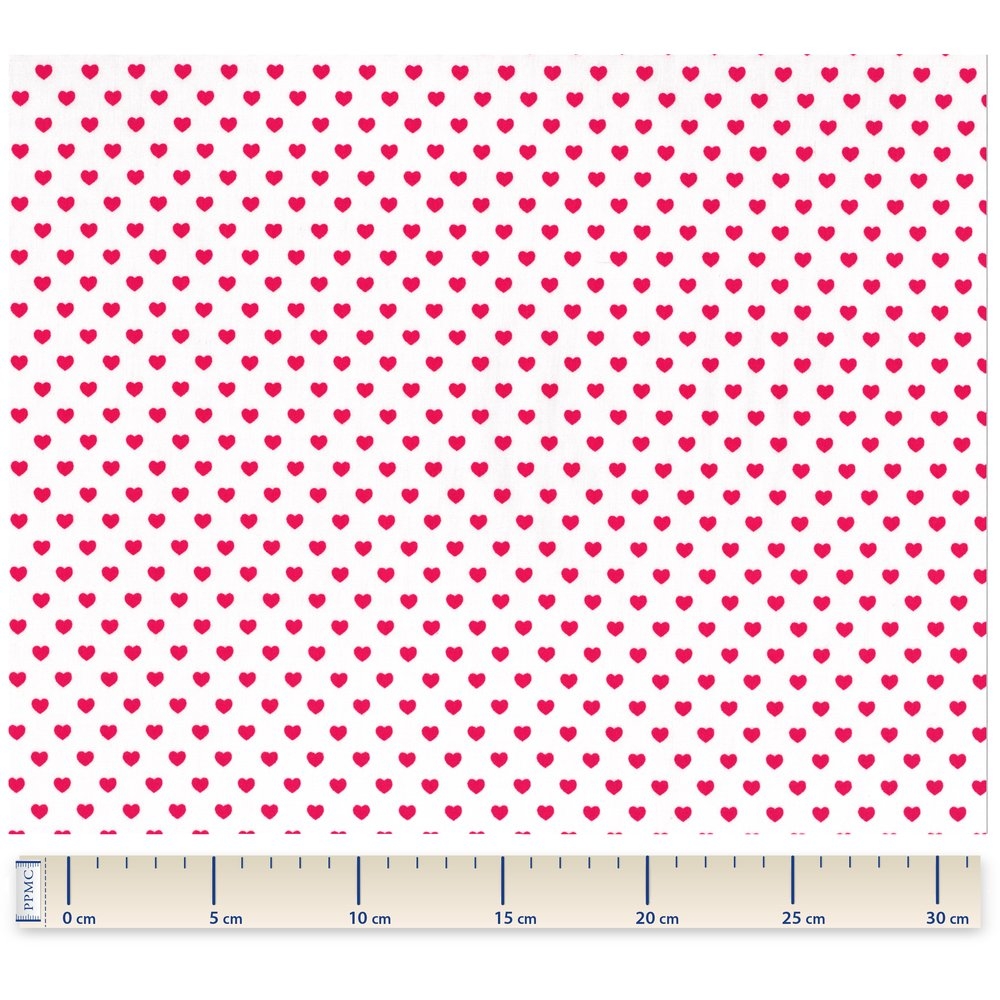Tissu Coton Au Mètre Ex2222 Coeurs Rouges