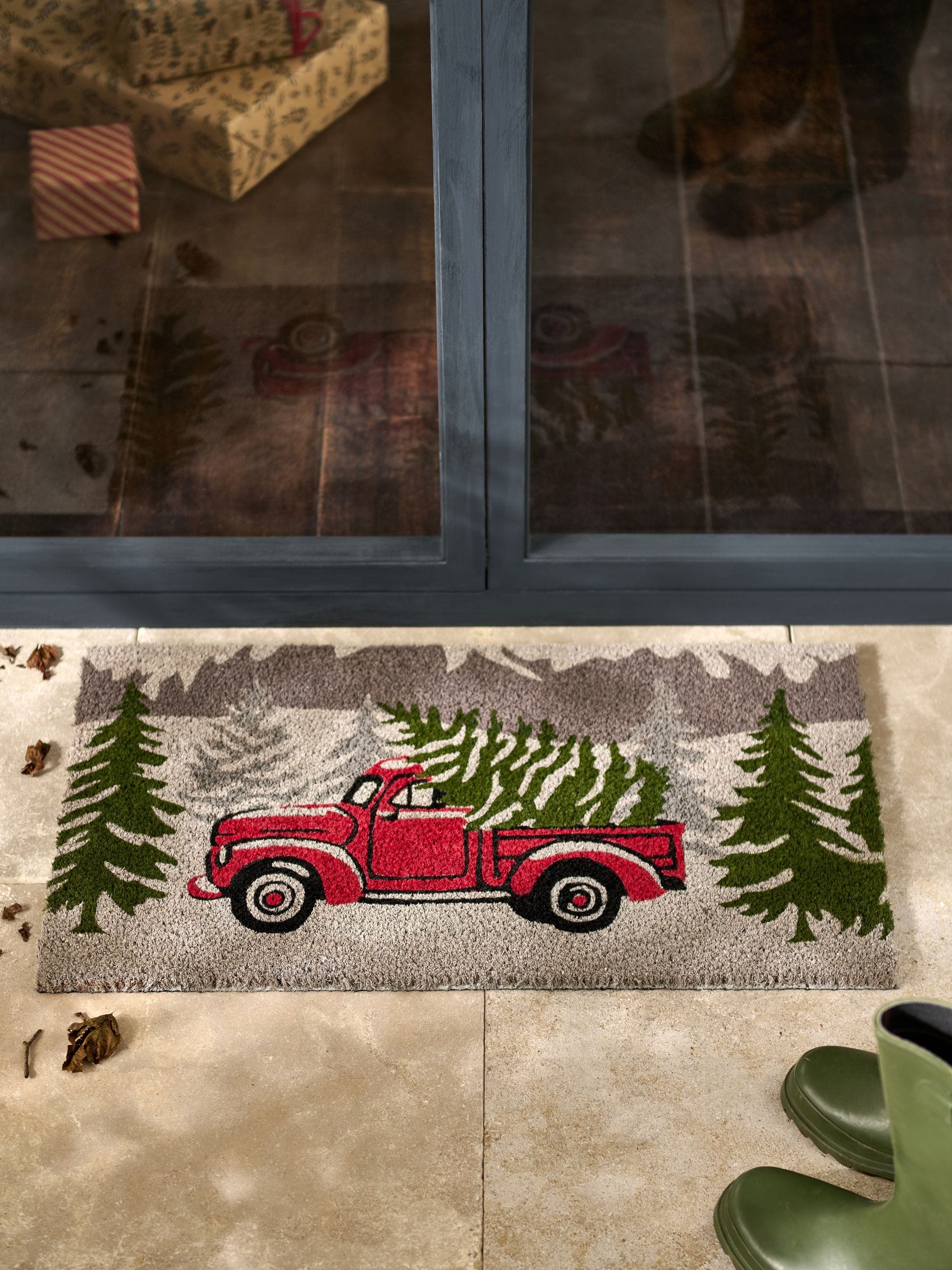Kerstmis Autoscène Kokosvezel Deurmat
