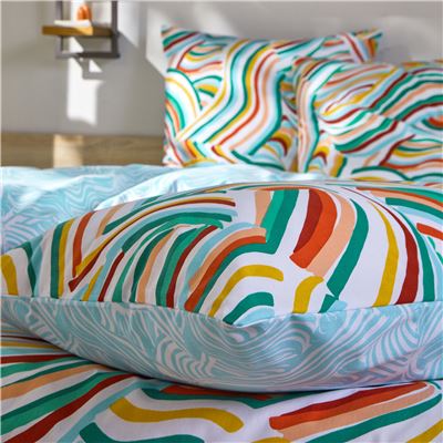 Linge de lit polycoton motif vagues - BECQUET CRÉATION