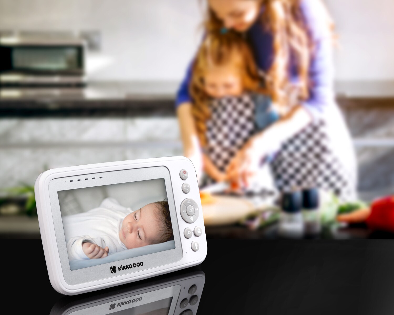 Kikkaboo Babyphone Aneres FHSS-Technologie, Schlaflieder, Nachtsicht, Alarm weiß