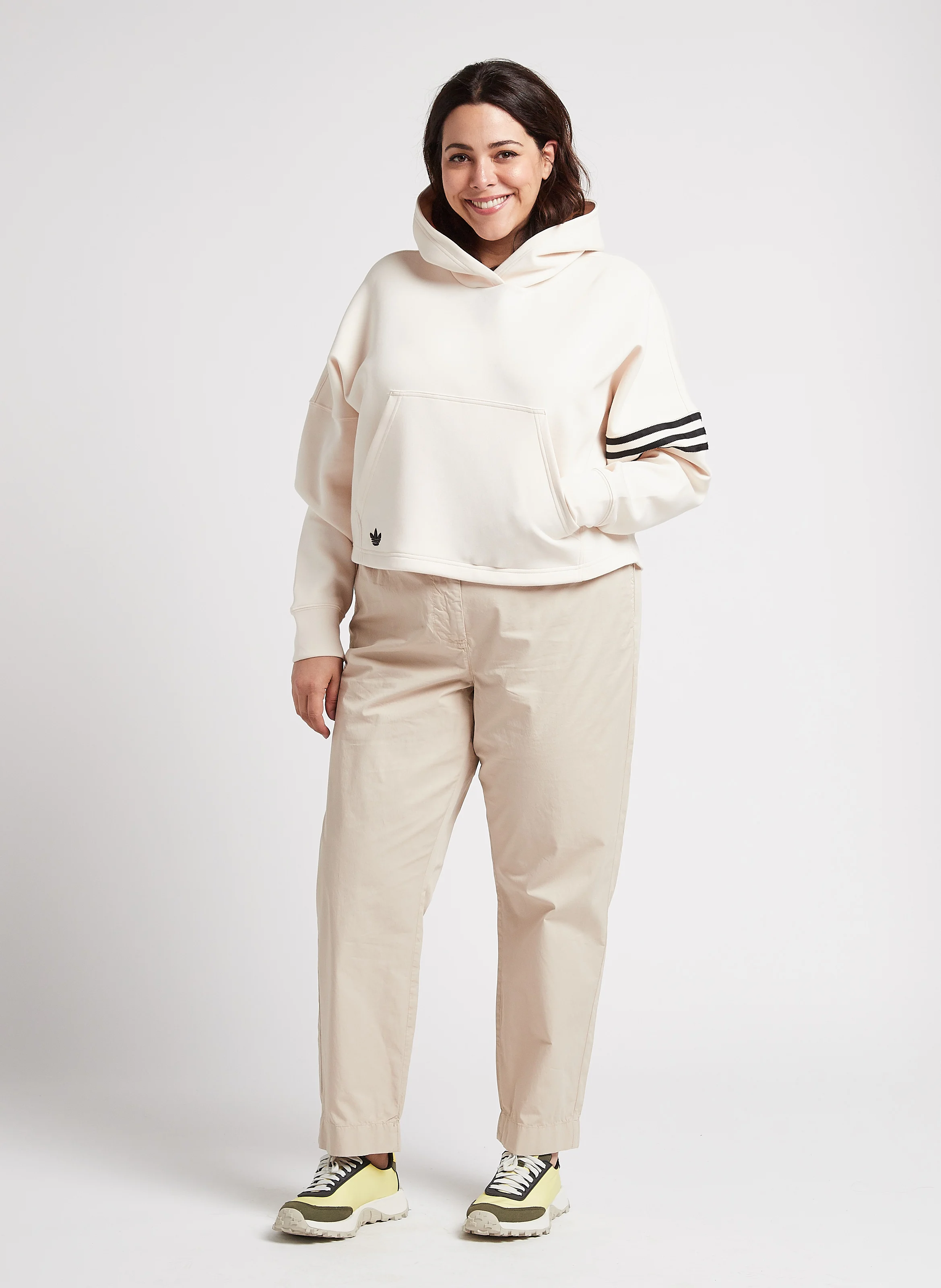Sweat à capuche court | Beige