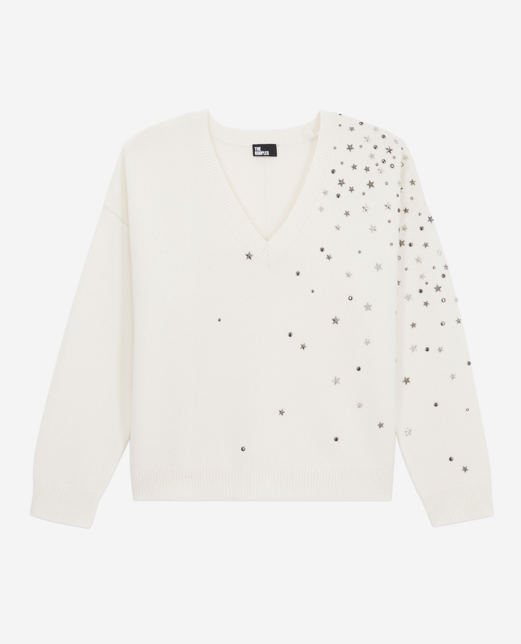 Ecru sweater in cashmere-blend with stars