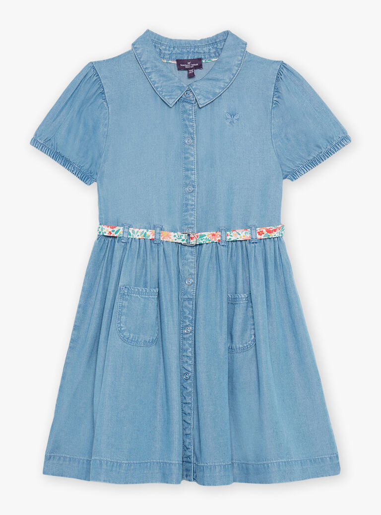 Robe en jean bleu avec ceinture