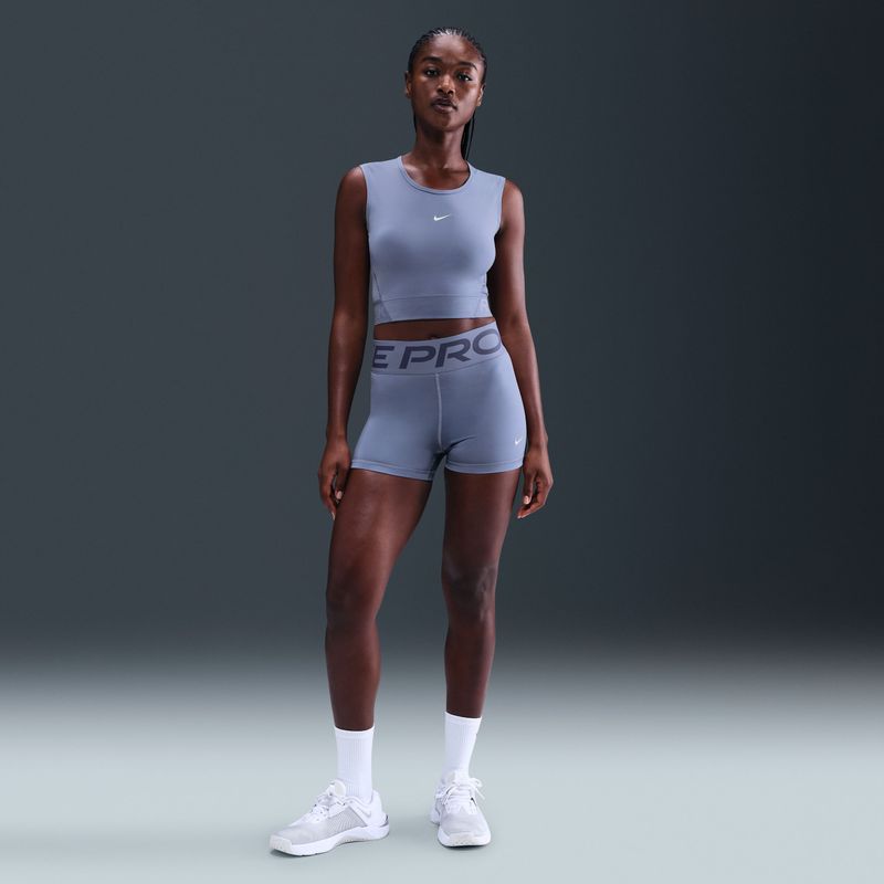 Nike Pro Sculpt bikeshorts met hoge taille voor dames (8 cm) - Blauw