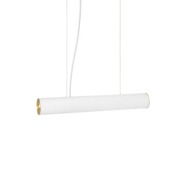 Ferm Living - Vuelta LED Pendelleuchte, L 60 cm, weiss / Messing