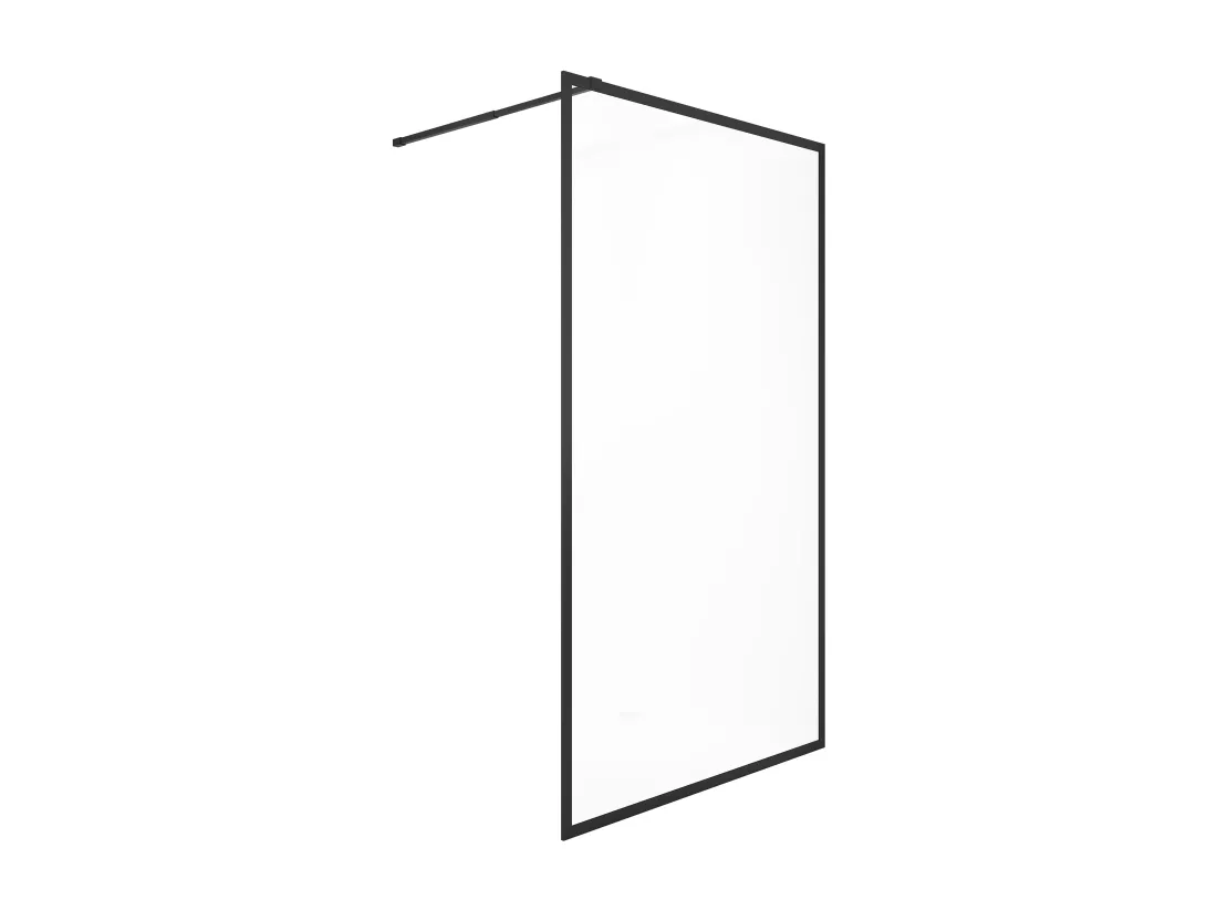 Paroi de douche à l'italienne - 100 x 200 cm - Noir mat - Verre trempé - AMBERI