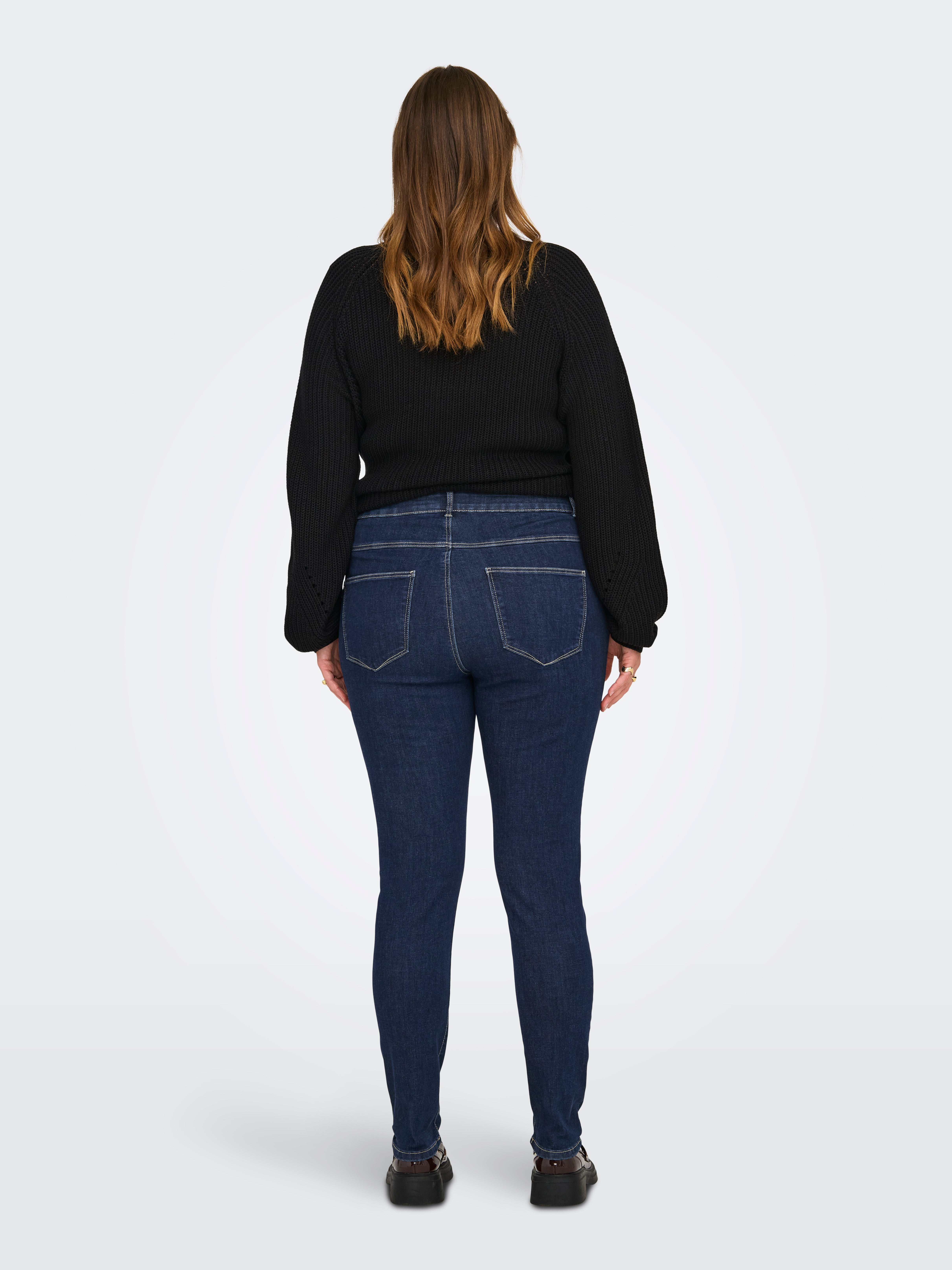 CARROSE Hohe Taille Skinny Fit Jeans Dark Blue Denim