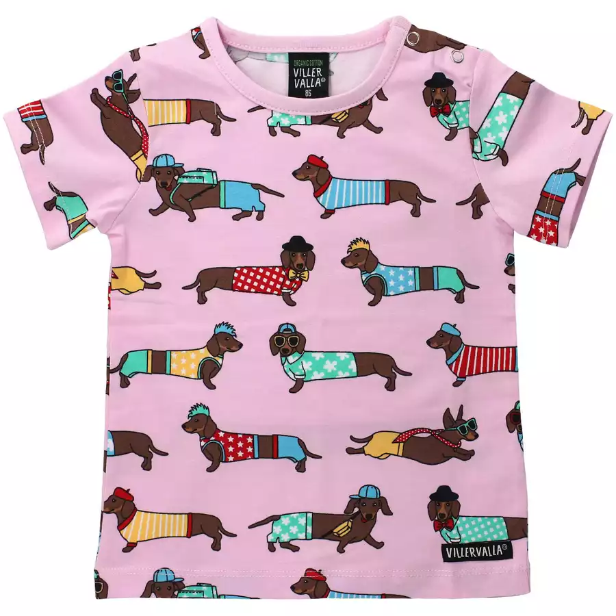 Villervalla Shirt Kurzarm Dachshund himbeere