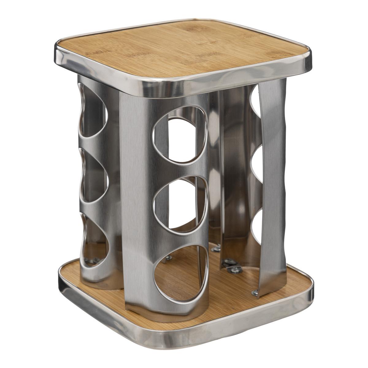 RACK ROTATIF 12 POTS A EPICES INOX ET BAMBOU