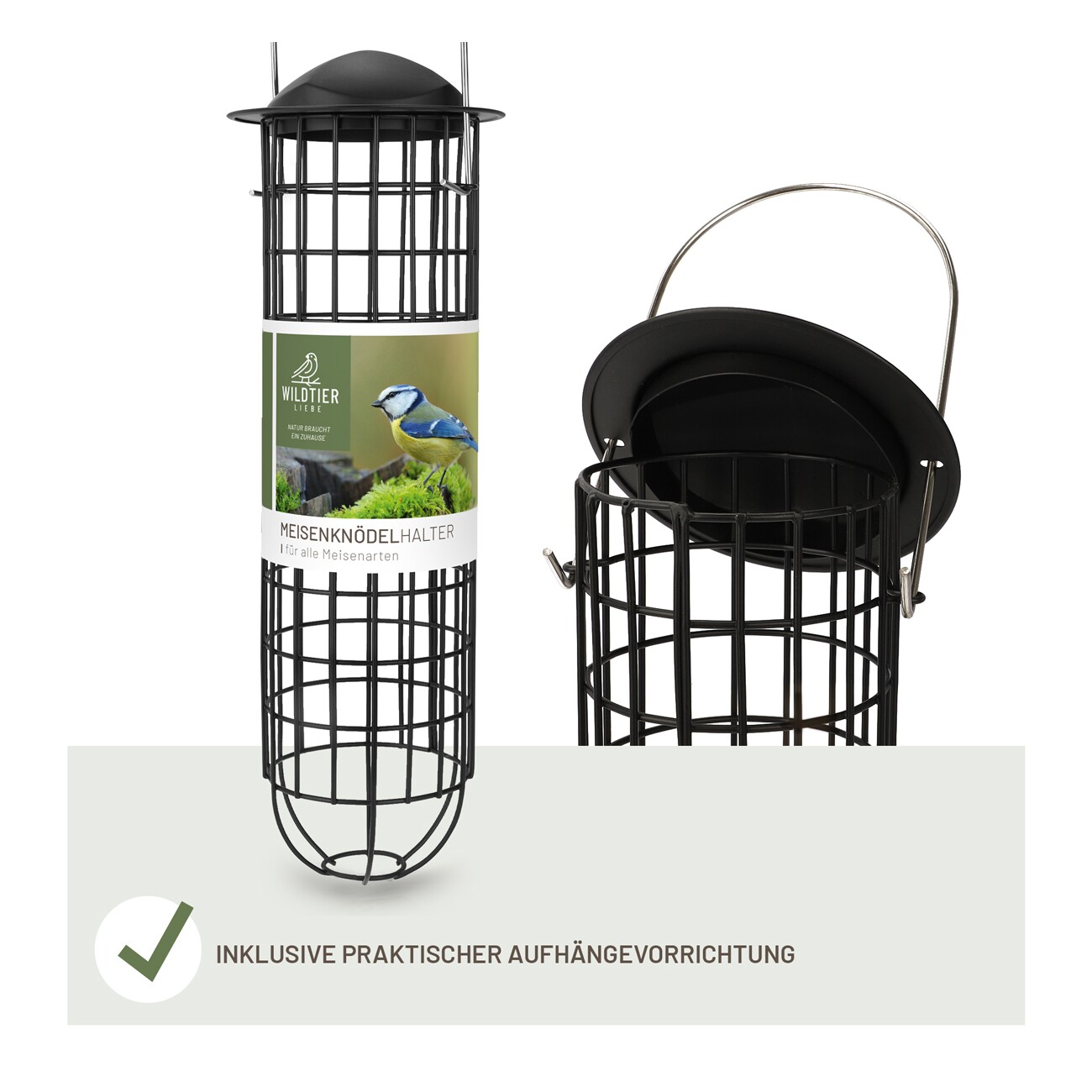 wildtier liebe Meisenknödelhalter 31cm, Schwarz