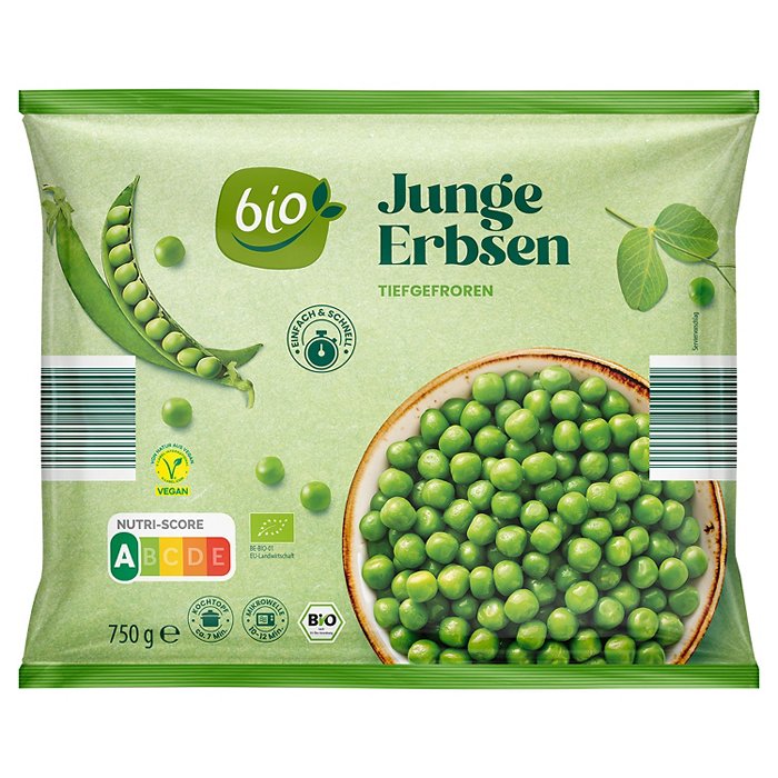 BIO Bio-Gemüsesortiment 750 g, Junge Erbsen