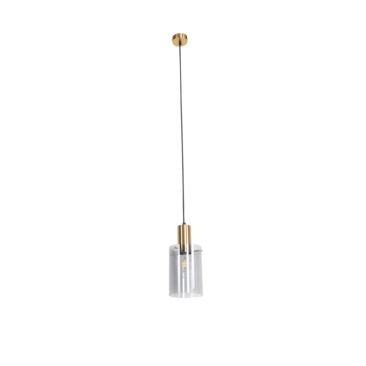 Smart hanglamp messing met smoke glas incl. Wifi A60 - Vidra