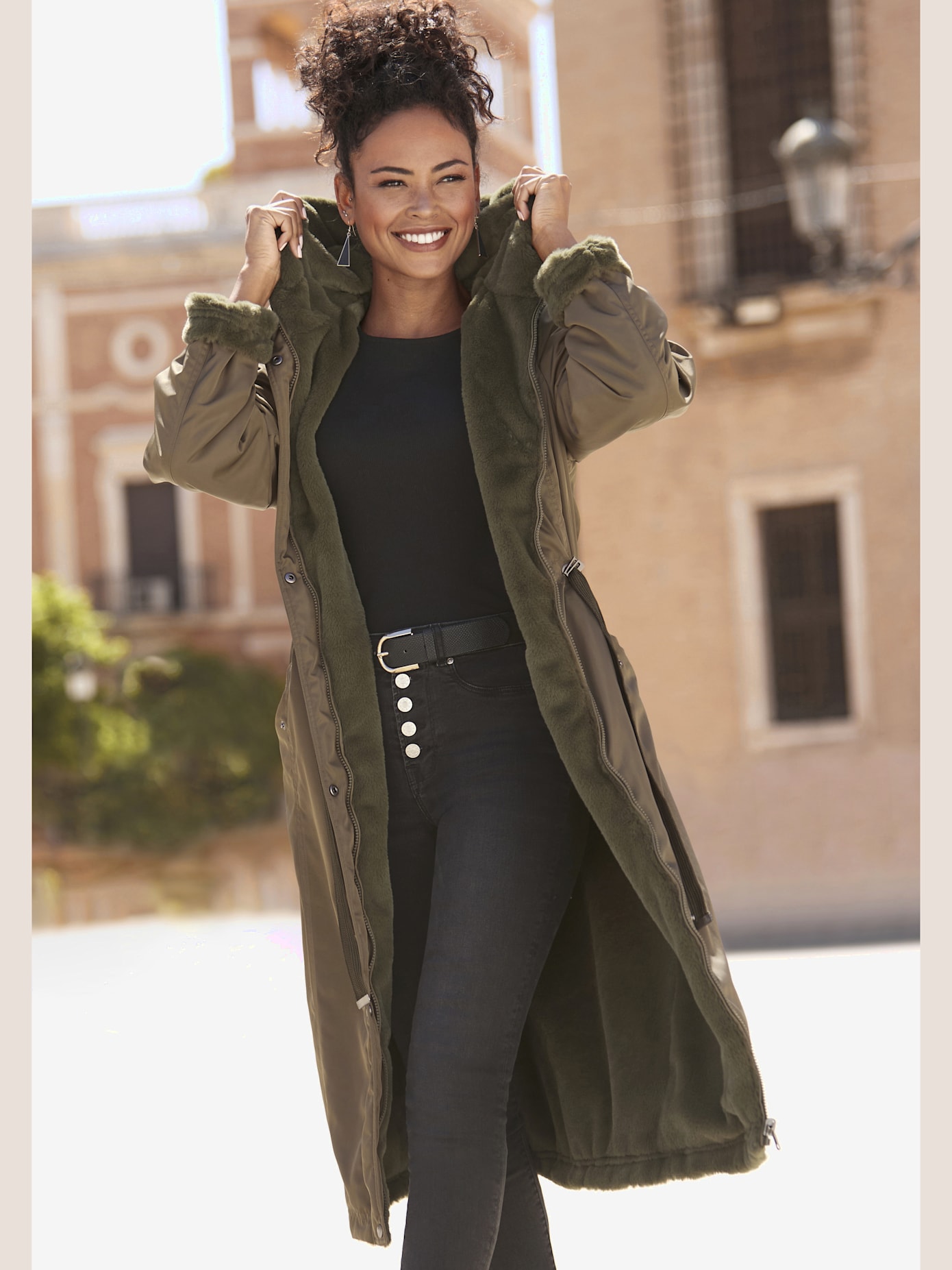 Manteau de mi-saison en imitation fourrure