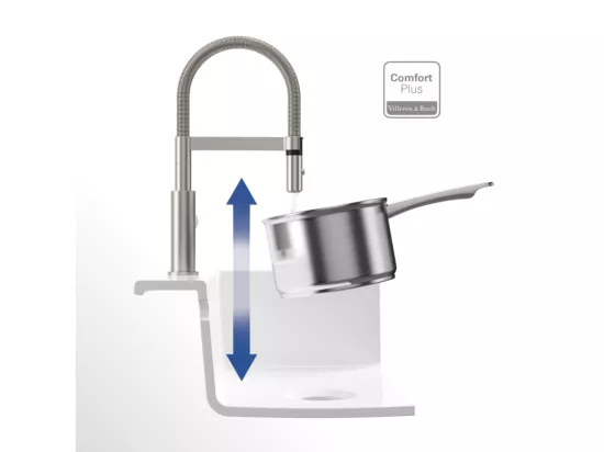 Robinet cuisine VILLEROY ET BOCH Steel expert compact acier massif