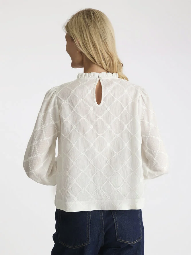 Neo Noir Mamara Square Emb Blouse White