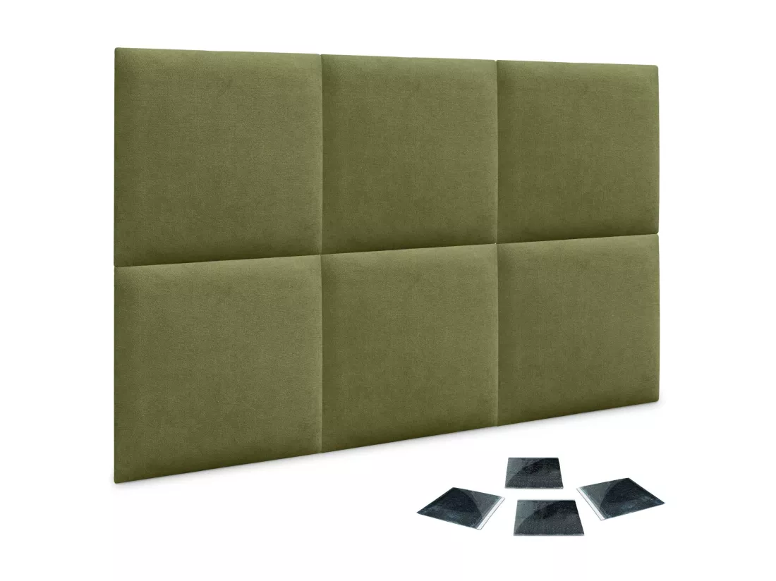 DHOME Lot de 6 Panneaux Rembourrés en Tissu Aqualine Autocollants pour Mur Acoustiques Absorbants Protection contre les Chocs (Vert, 50x50cm, x6)