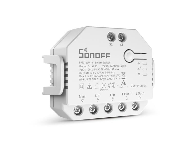 SONOFF WiFi-Rolladenaktor DUALR3 2-fach Steuermodul für Leuchten, Geräte und motorisierte Anlagen