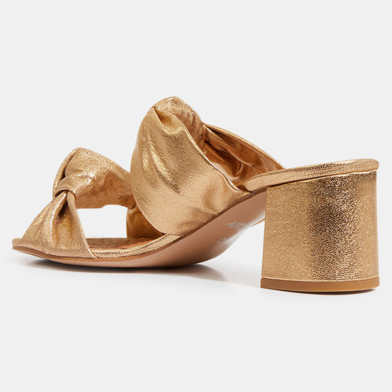 Galeries Lafayette Mules à talon en Cuir dorées - Talon 5.5 cm