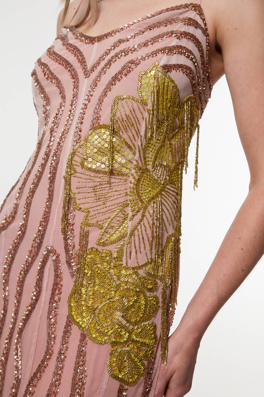 KarenMillen Robe Maxi Tissée Sans Bretelles à Perles Ombrées Digital Ophelia