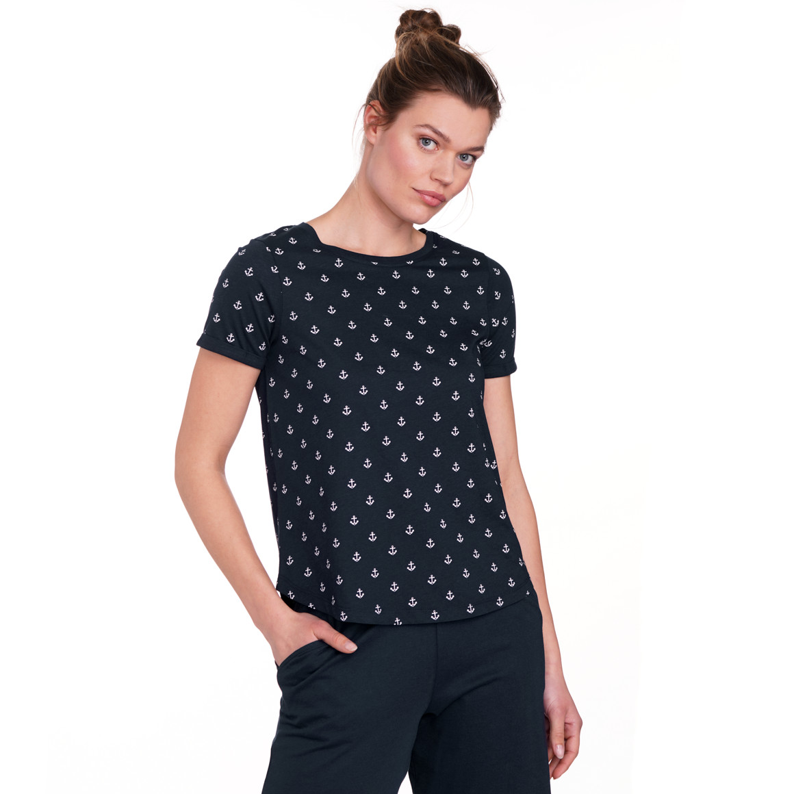 Gina Benotti Damen Schlafshirt im maritimen Look dunkelblau