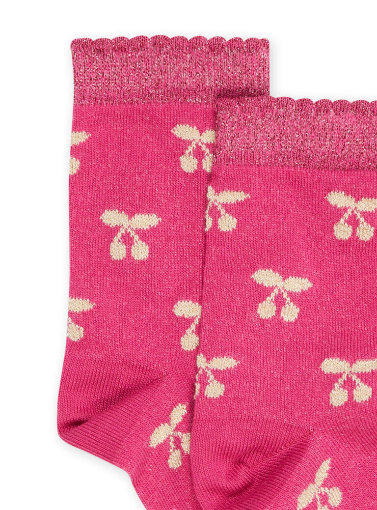 Chaussettes roses à imprimé cerise
