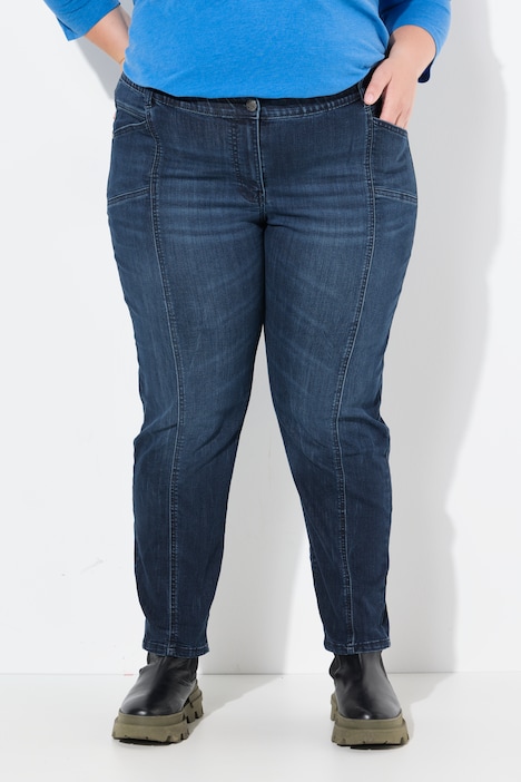 Boyfriend-Jeans, Ziernähte, weites Bein, 4-Pocket-Schnitt