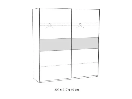 Chambre à coucher collection MORGANE : armoire 200 cm, lit avec applique 180x200, commode, chevets, chêne doré et noir