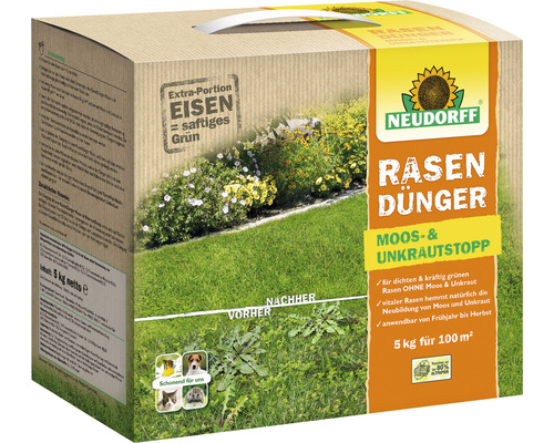 Neudorff gazonmeststof Mos- en onkruidstop met ijzer en kalium 5 kg 100 m² organisch-mineraal