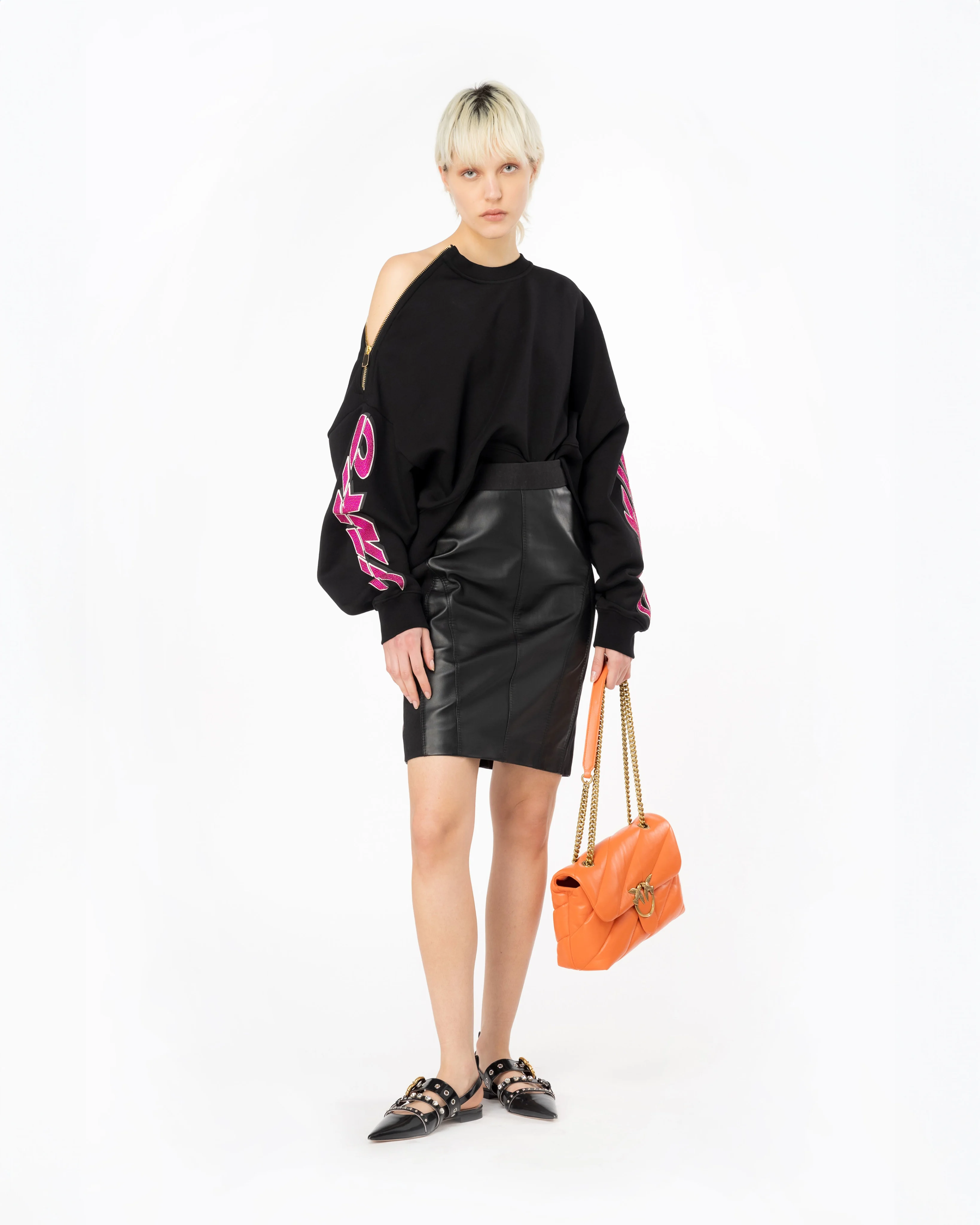 Sweat-shirt crop avec imprimé à strass | Multicolore