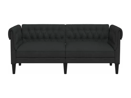 Canapé Chesterfield 2 places noir tissu