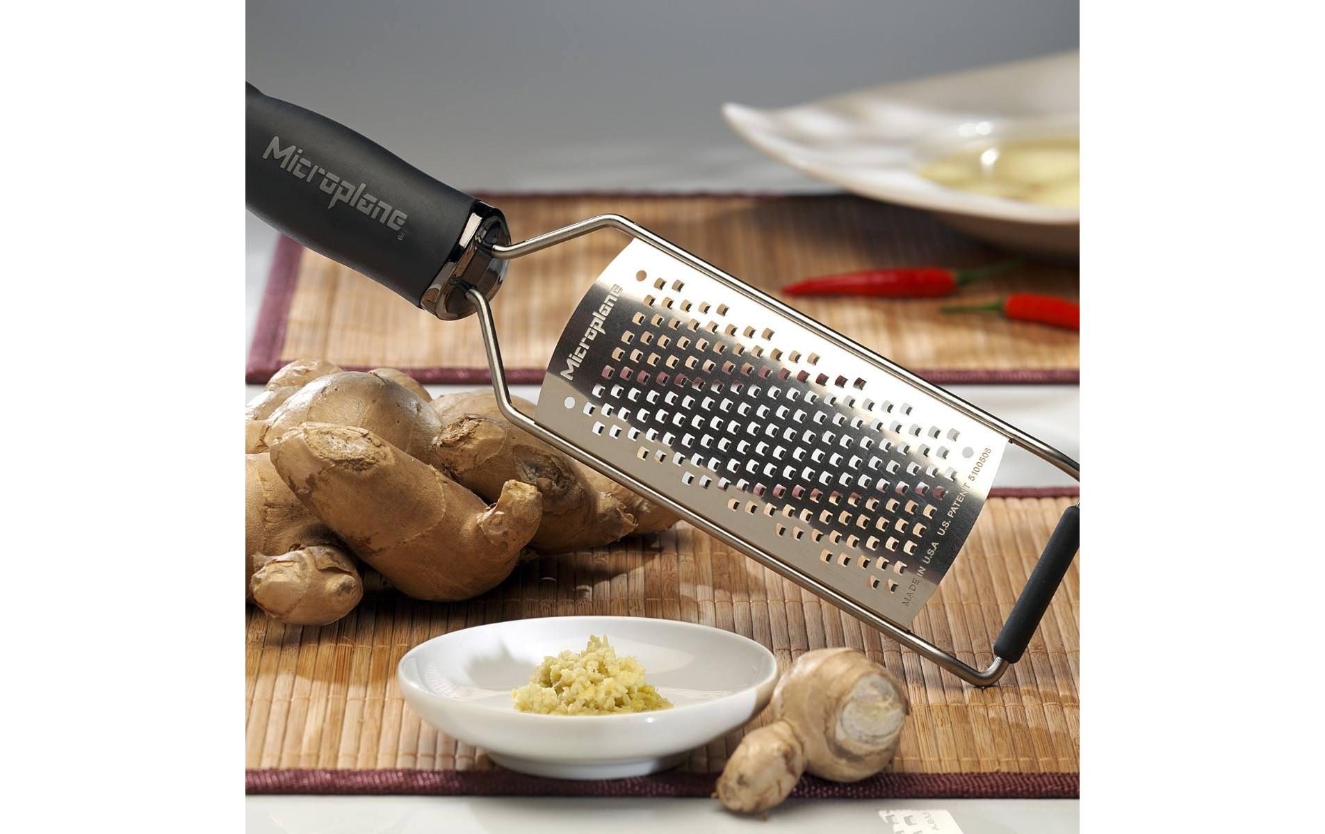 Handreibe Gourmet grob Schwarz/SilberFlache Reibe aus Edelstahl