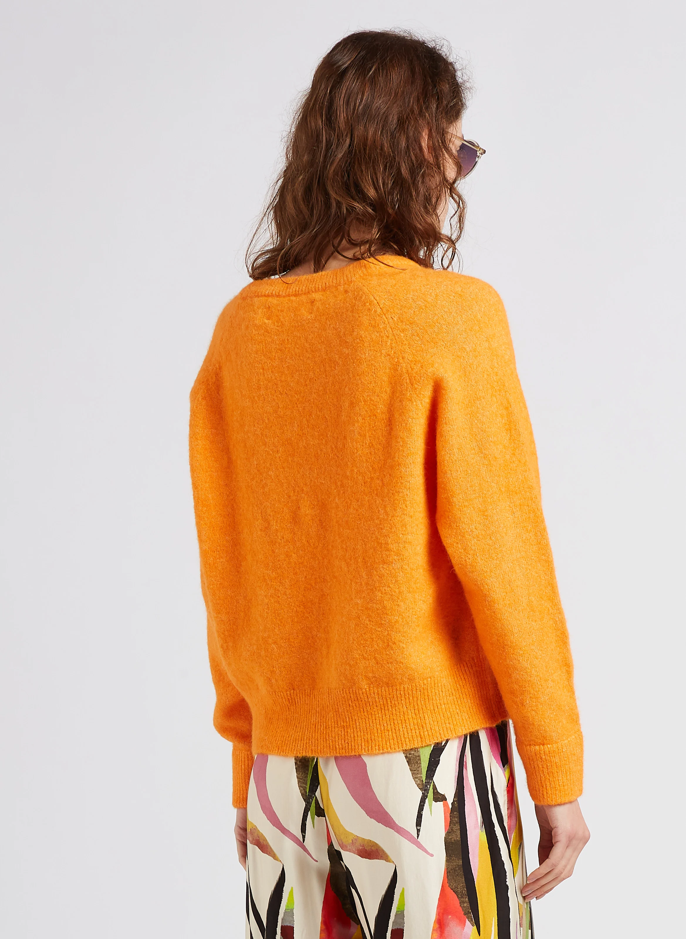 Pull col rond en laine mélangée | Orange