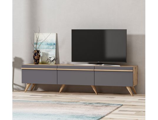 CONCEPT1 - Meuble TV Amsterdam anthracite 180 x 35 x h42 cm