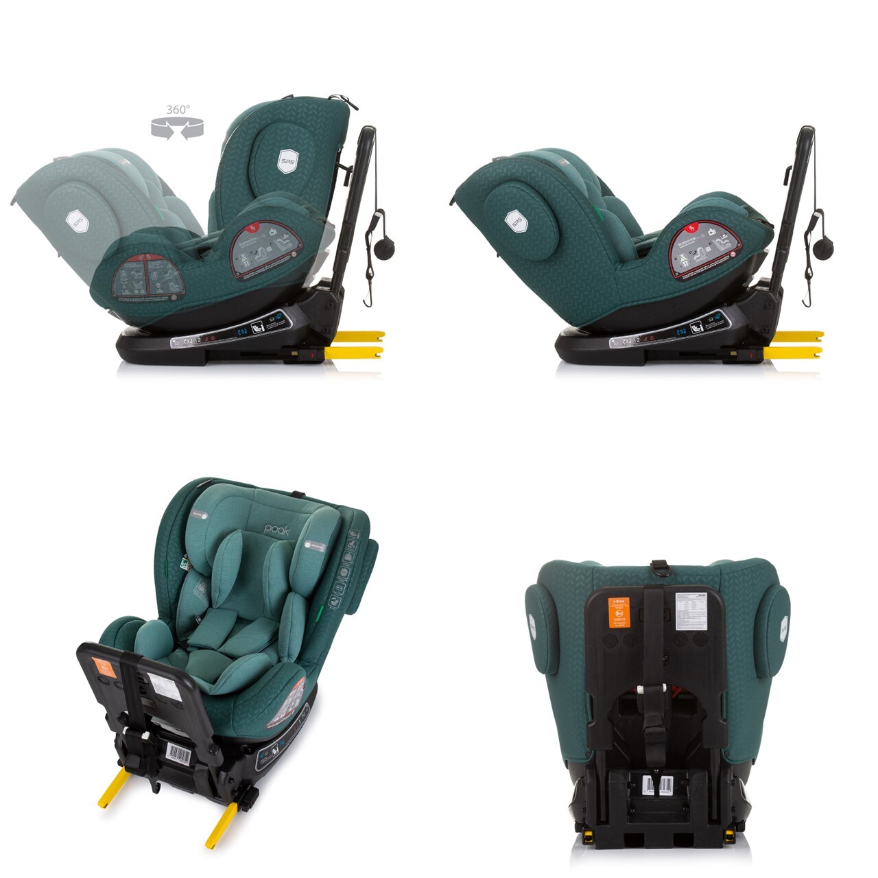 Chipolino Kindersitz Peak i-Size (40 - 150 cm) Isofix, SPS, drehbar, verstellbar grün