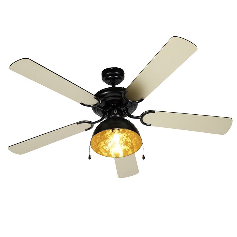 Plafondventilator zwart met beige 130cm met trekschakelaar - Mistral Magna