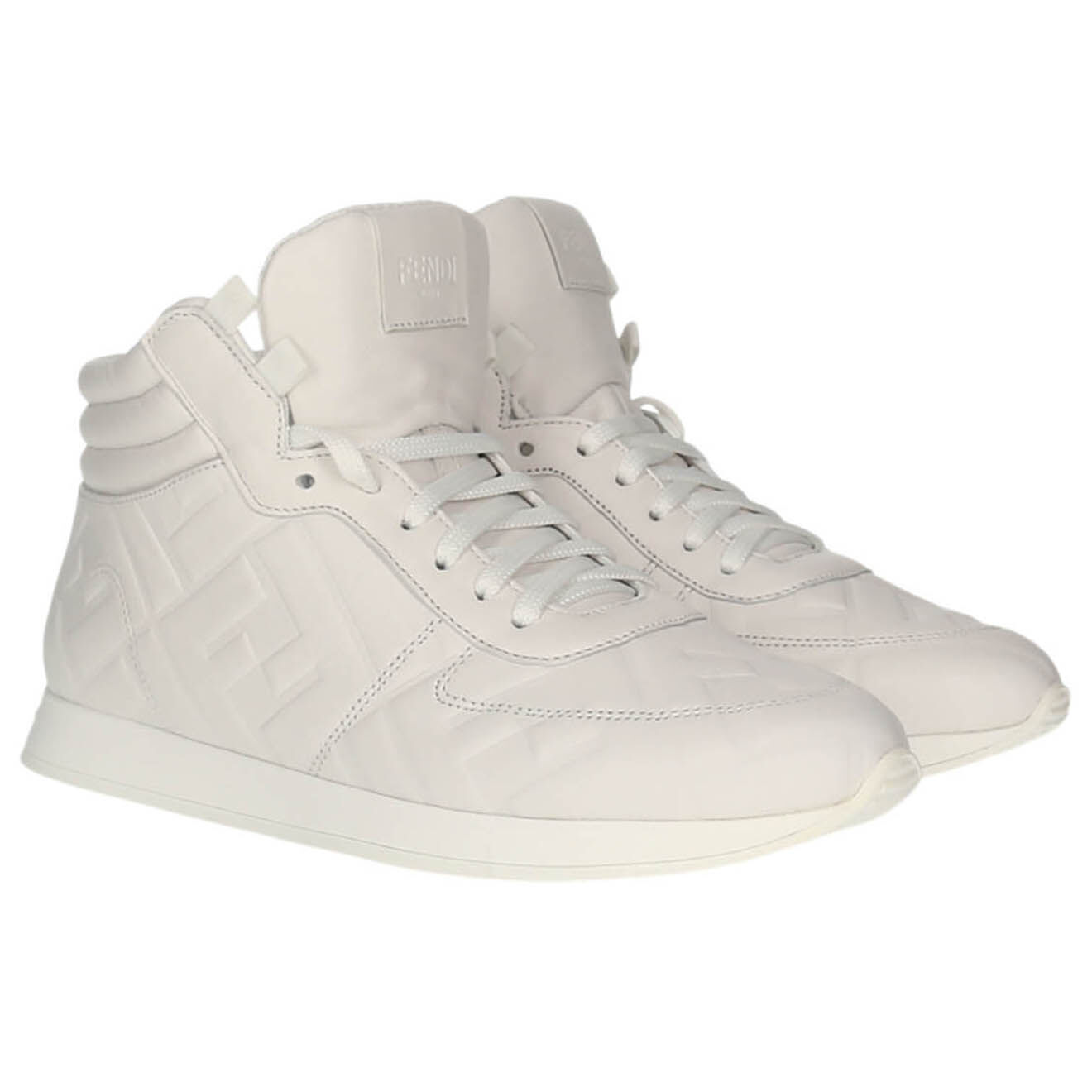 Fendi Baskets en Cuir montantes blanches