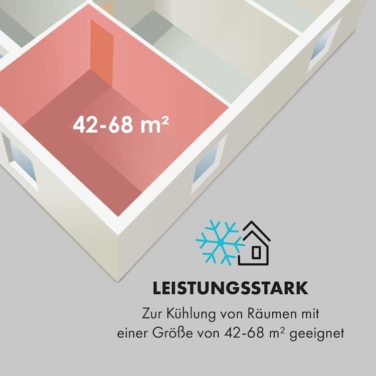 KLARSTEIN Grandbreeze Pro 14K – Mobiles Klimagerät, Luftentfeuchter, Ventilator, 3 Geschwindigkeiten, 14000 BTU/1,65 kW, Raum: 42 bis 68 m², Durchfluss: 460 m³/h, CEE A – Weiß Klimaanlage