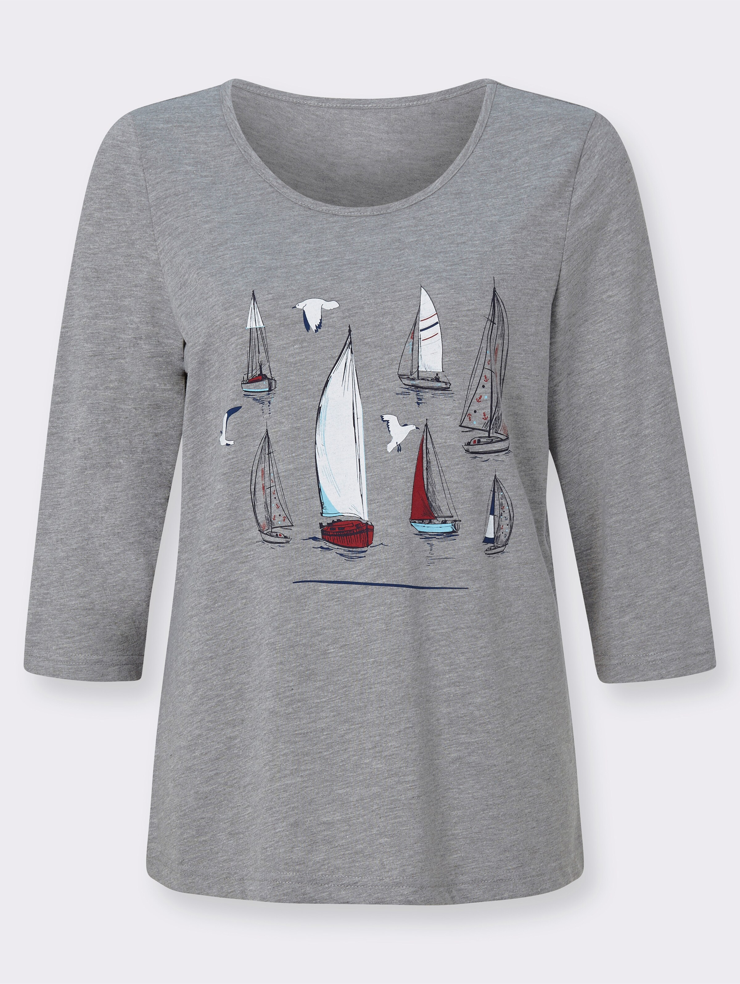 34-Arm-Shirt mit maritimem Druckmuster