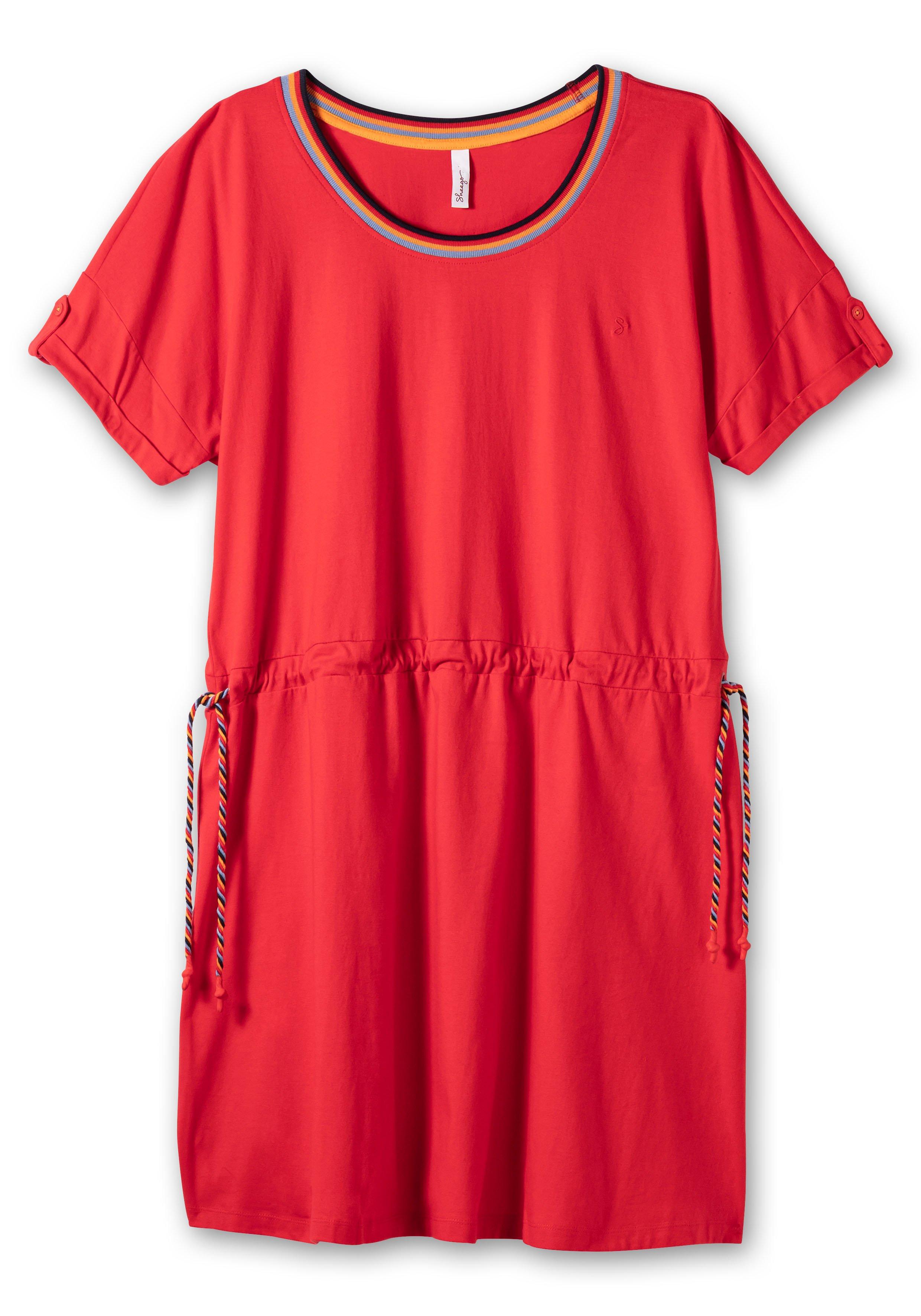Jerseykleid mit Ringelbündchen und Tunnelzug