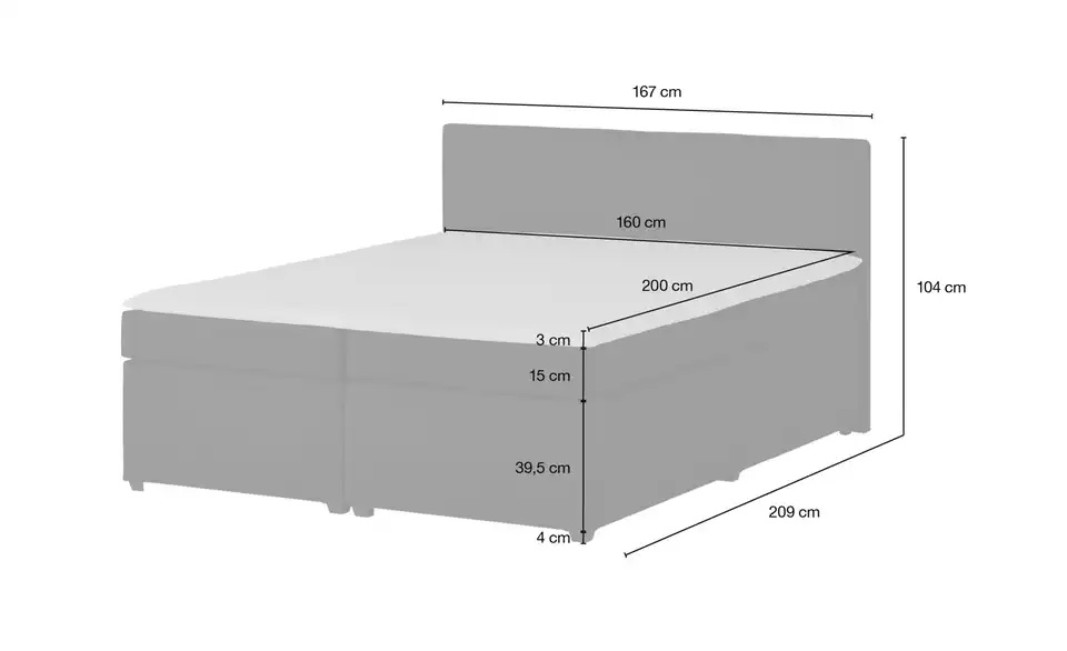 Boxspringbett Kety 160 cm Grau