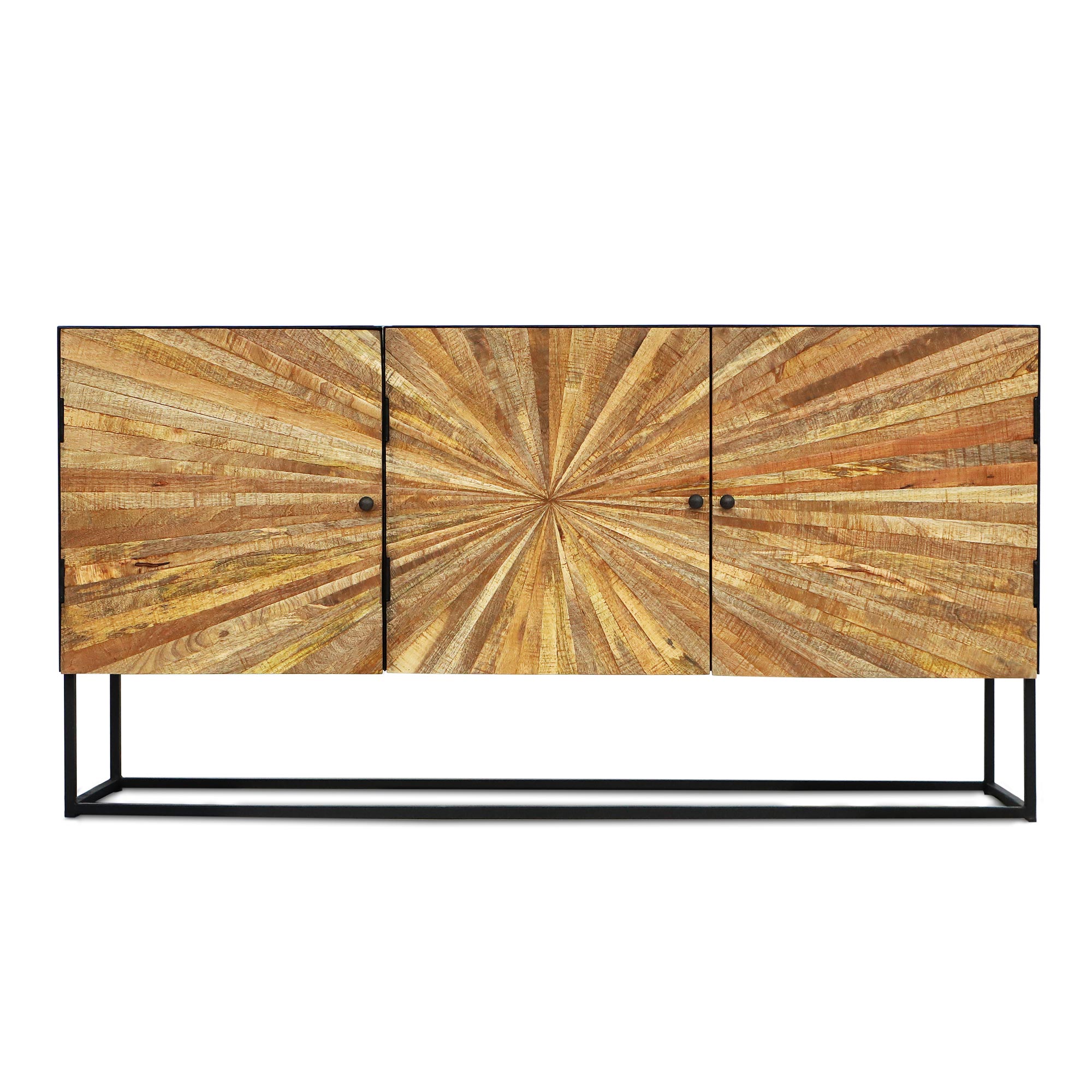 Sideboard 'Denford' mit 3 Türen, Mangoholz und Eisen, B 180 cm, H 90 cm, L 40 cm von fischer's lagerhaus