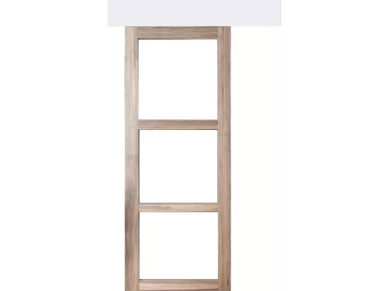 Porte Coulissante Frake Vitrage Transparent H204 X L83 + Rail Bandeau Blanc Gd Menuiseries