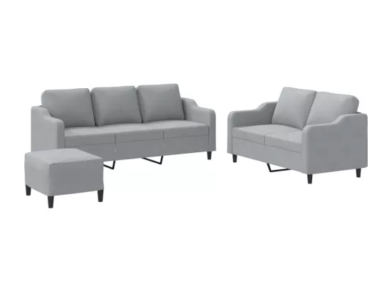 Ensemble de canapés 3 pièces avec coussins Gris clair Tissu
