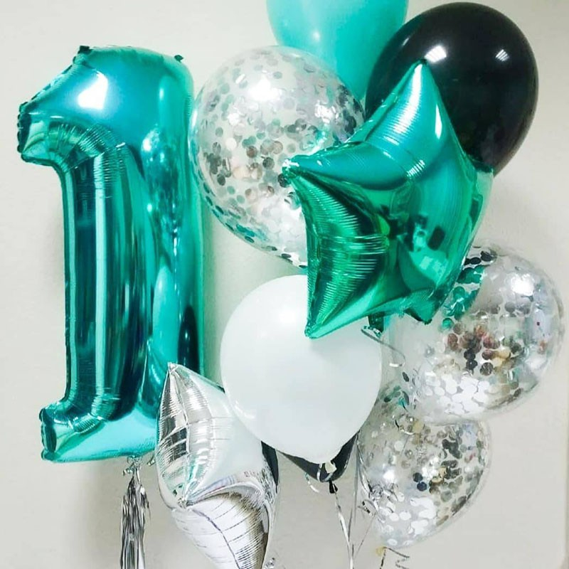 (90cm) Zahlen Ballon Geburtstags Party Luftballon Folienballon - Zahl 5 / Türkis