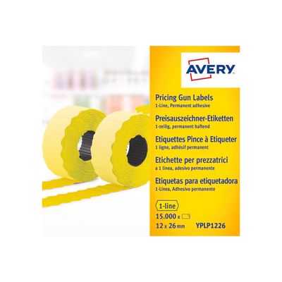 Avery - Boîte de 10 rouleaux de 1500 étiquettes permanentes - 12 x 26 mm - jaune