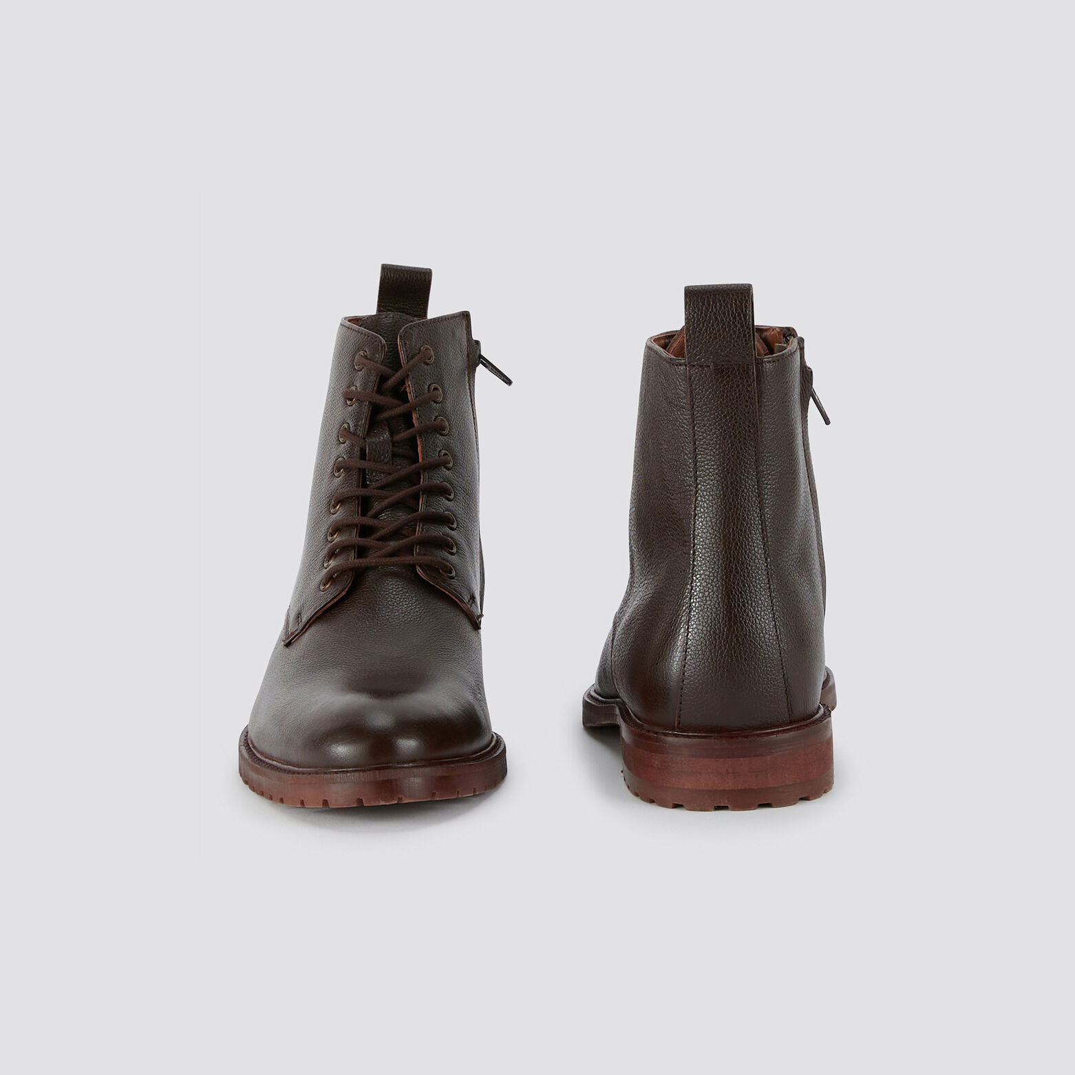 Boots en cuir grainé Marron