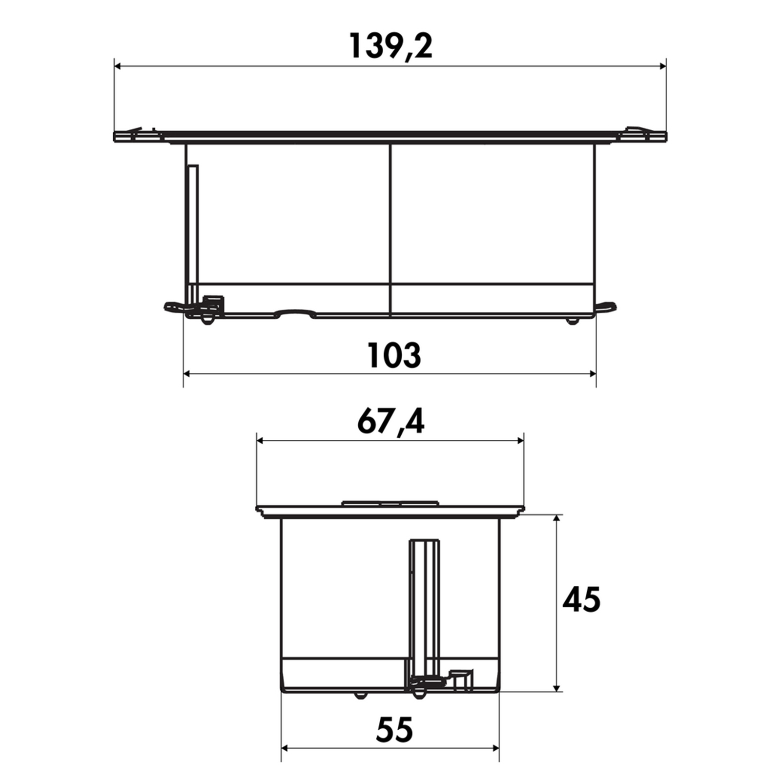 Steckdosenelement - edelstahlfarbig - 2-fach