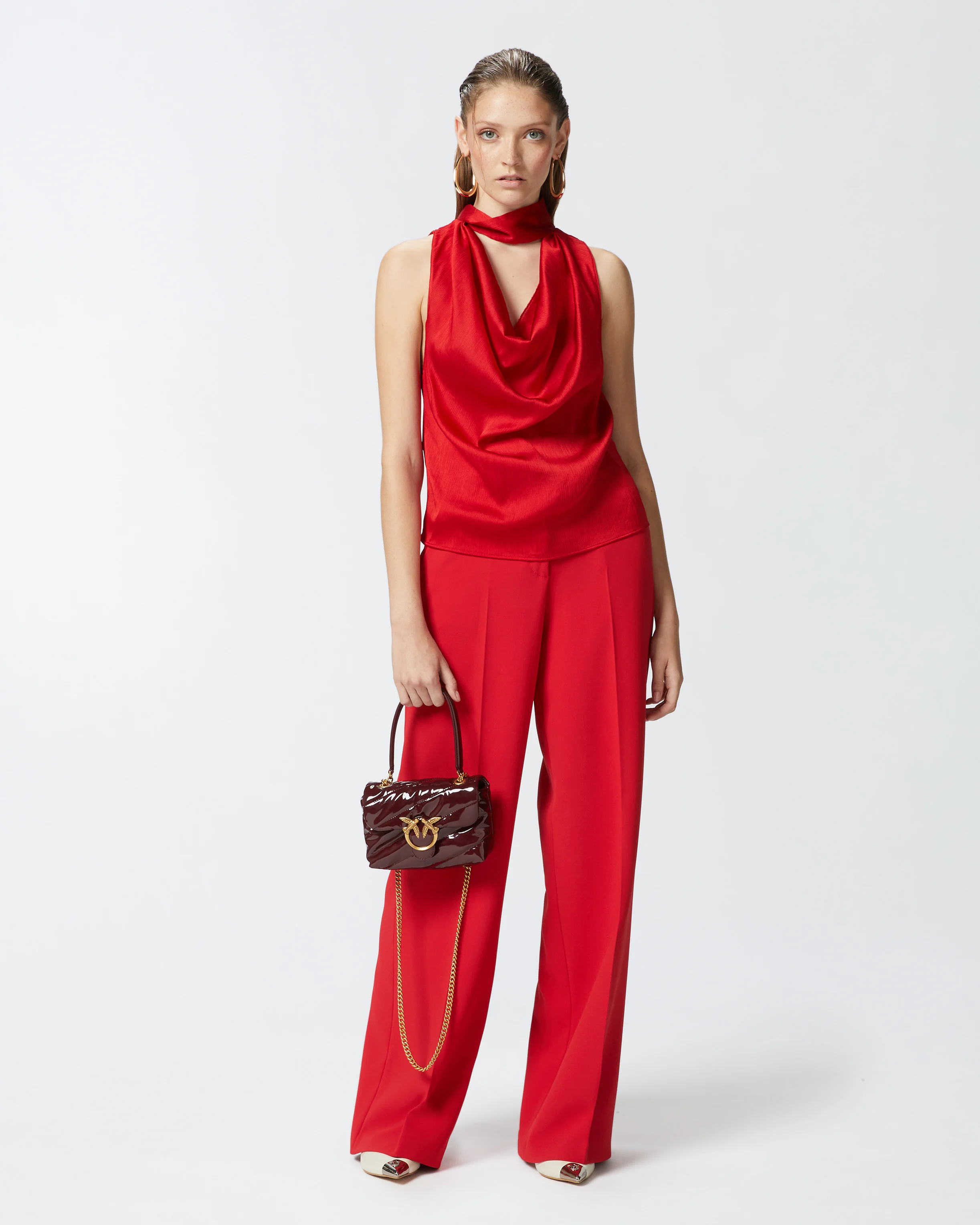Top drapé ondulé | Rouge