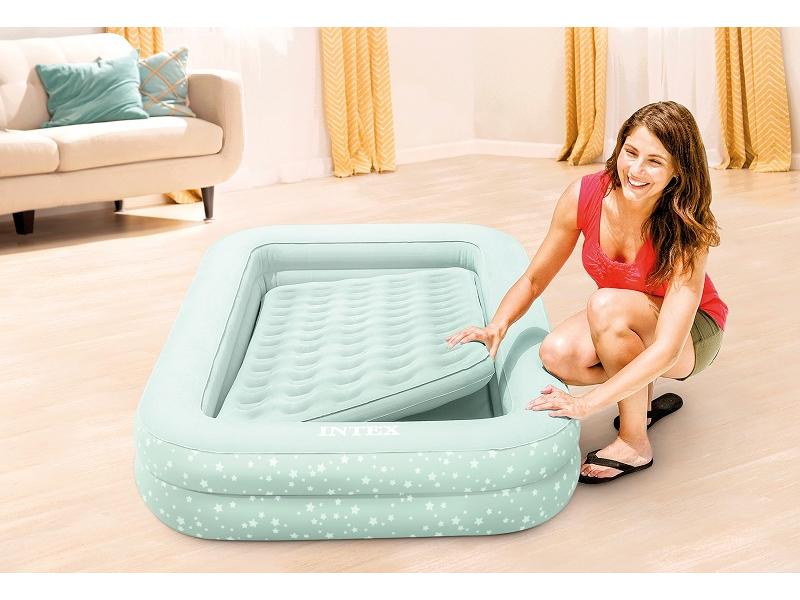 Intex Luftbett Kidz Travel Set 107 x 168 cm, Mint Kinder-Luftbett mit Pumpe