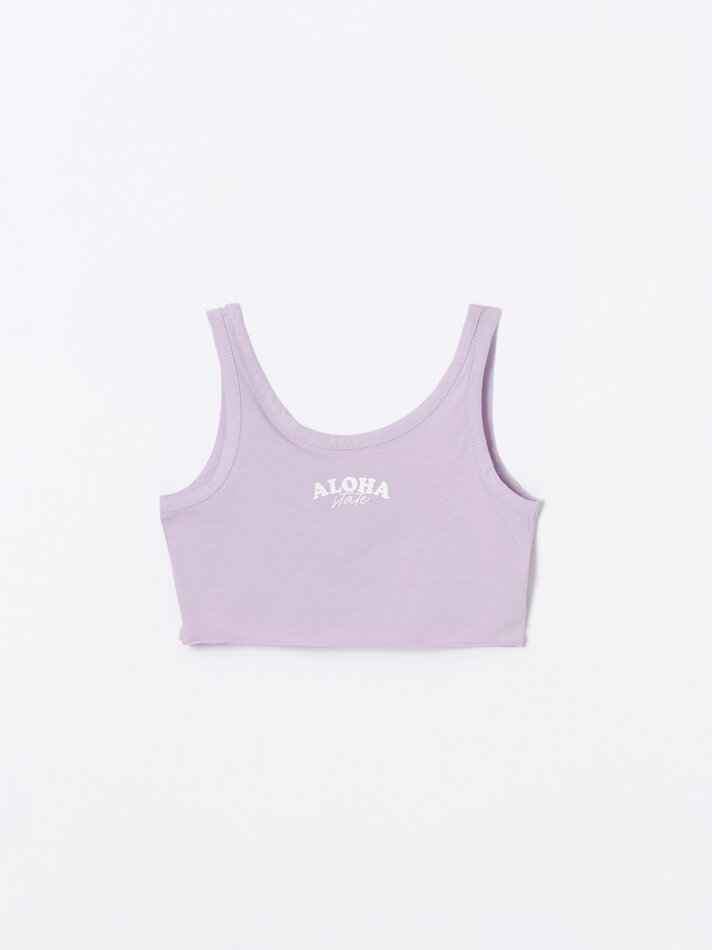 Conjunto de top e shorts com estampa - Malva